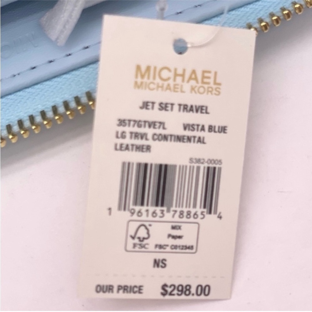 Michael Kors Large Continental Wallet Wristlet Vista Blue - Picture 10 of 10